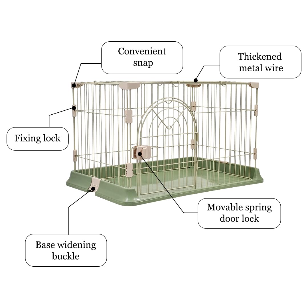 Cat cage with Metal wire and Lockable door, Multi-feature enclosed cat condo for Medium to large cats, Durable construction, Ideal for indoor/outdoor, Easy to assemble 74 cm (Green)