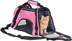 Pet carrier bag with Breathable mesh, Portable, Easy handle and Adjustable shoulder strap, Pet travel bag for cats & small dogs, Comfortable mat and Storage pocket, Ideal for Outdoor, 42 cm