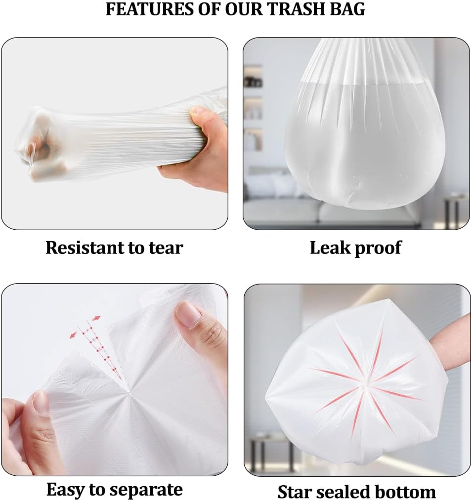 5Pcs Biodegradable trash bags with 2-4 and Leak-proof, Durable Polyethlene waste disposal bags for Living room, Office, Bathroom, and Kitchen use, Eco-friendly trash bags (100 Count)