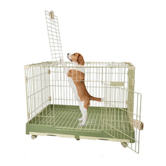 MAJIBAO Dog Cage Indoor - Pet Playpen Cage with Double Door and Drawer Tray, Sturdy Carbon Steel Design for Medium Dogs and Cats, Indoor/Outdoor Use (Green, 100 cm)