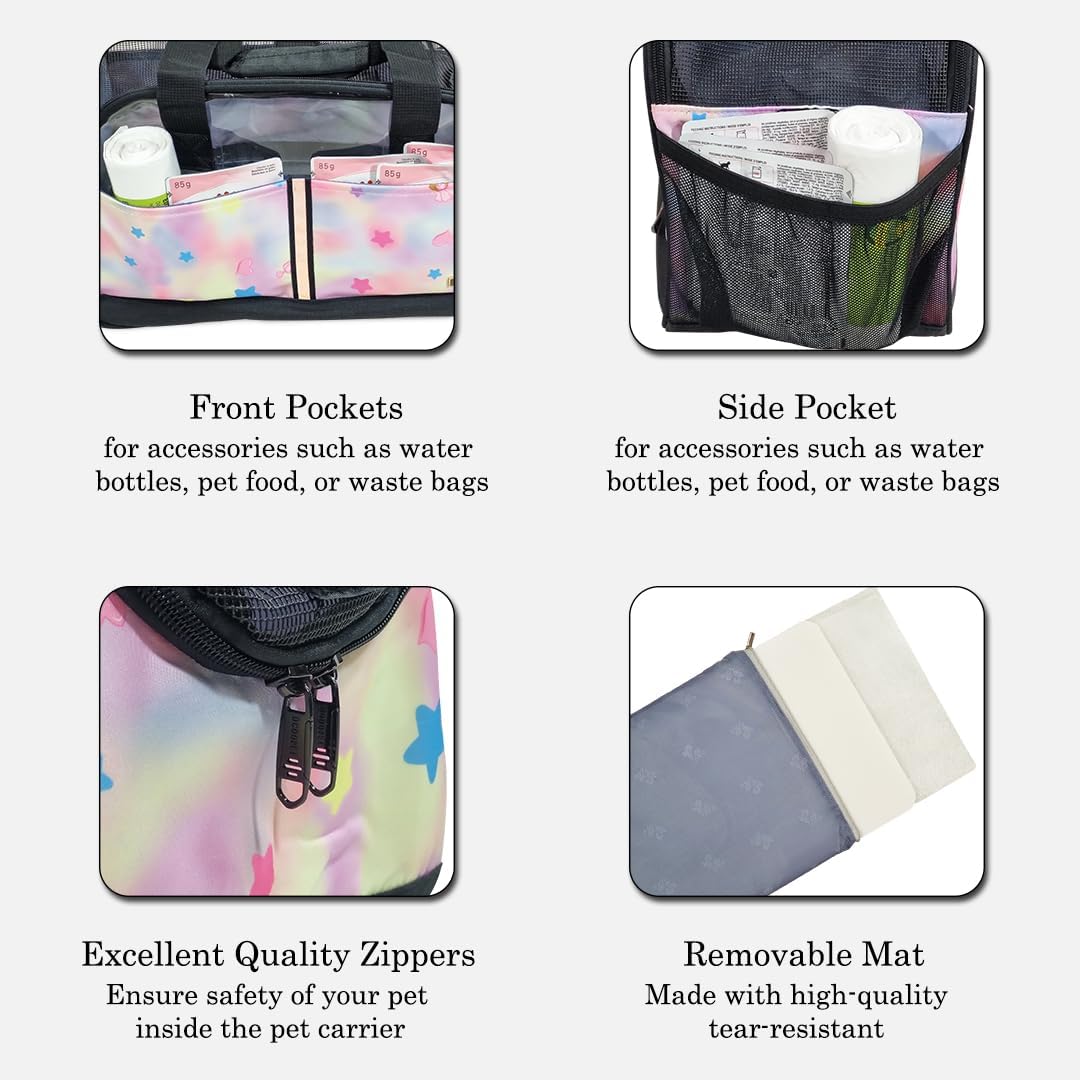 Pet Carrier Bag for Cat & Dogs - Cat Carrier Bag with Top Sided Open - Cat Travel Bag - Handle & Breathable Mesh, Soft-Sided with Shoulder Strap - Comfortable Mat & Durable (Pink, 42cm)