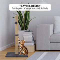 Cat tree scratching post with Dangling ball, Natural sisal scratching post, and Stable base, Durable cat climbing frame for indoor cats, Scratch-resistant activity center 75 cm (Grey)