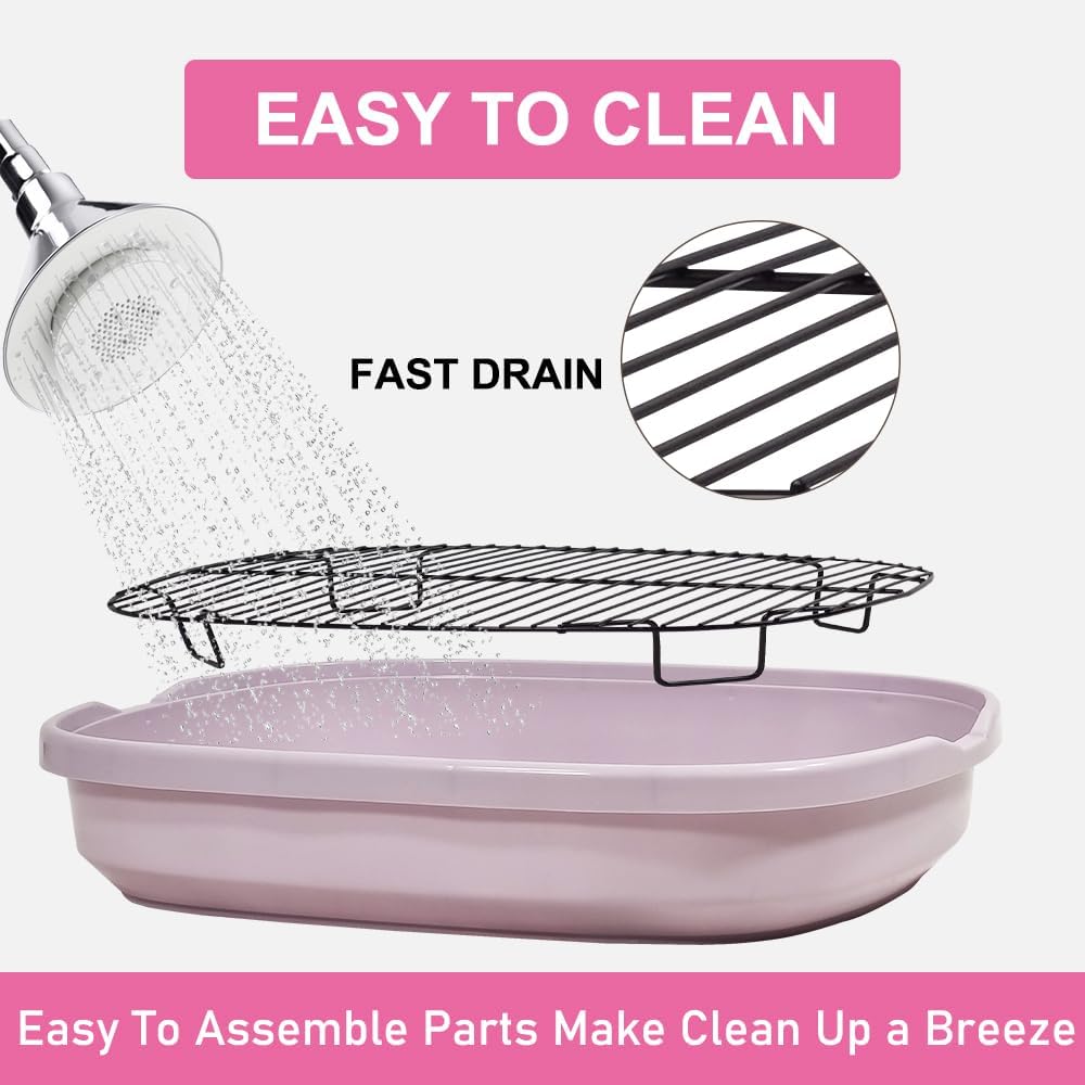Dog training tray, Splash-proof dog toilet with Stainless steel grid, Raised design, and Litter scoop, Durable plastic dog tray for small to medium dogs, Keep paws dry & Floor clean 47 cm