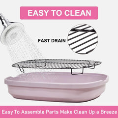 Dog training tray, Splash-proof dog toilet with Stainless steel grid, Raised design, and Litter scoop, Durable plastic dog tray for small to medium dogs, Keep paws dry & Floor clean 47 cm