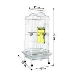 Bird Cage Large with Open-Top Design, Parrots, Parakeet, Macaw | Feeding Bowls & Wooden Perches | Removable Tray & Universal Wheels | Suitable for All Birds