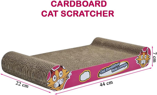 Cat Scratcher with Corrugated Cardboard, Durable Scratch Pad for Indoor Cats, Reversible and Furniture Protection, 44 cm Sofa Bed with Catnip, Comfortable and Resting Bed, Claw Care & Portable (Pink)