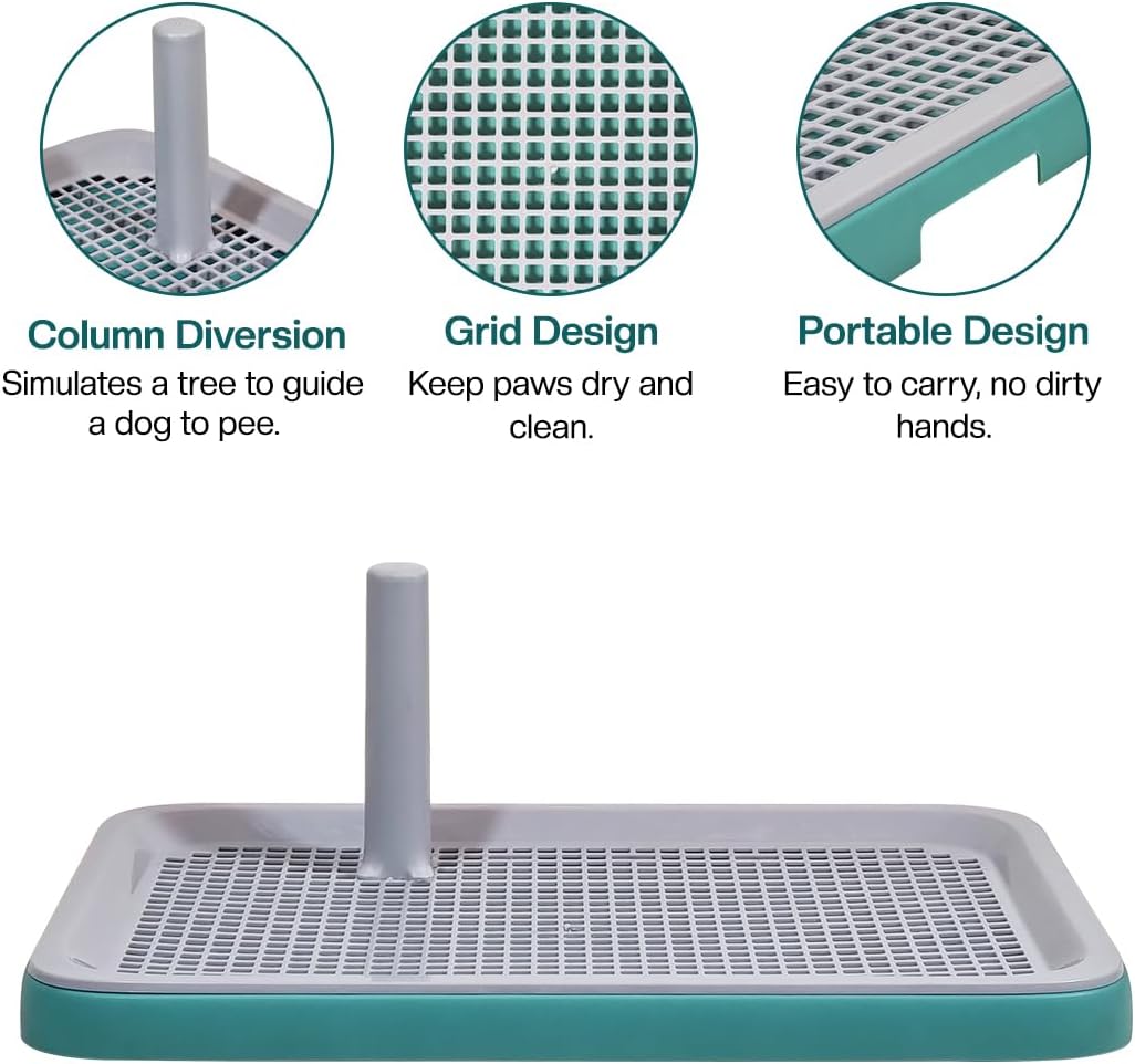 Dog potty training toilet with Pee guide post, Grid design, and Portable design, Durable plastic dog toilet for small to medium dogs, Ideal for Indoor/Outdoor use, 51 cm