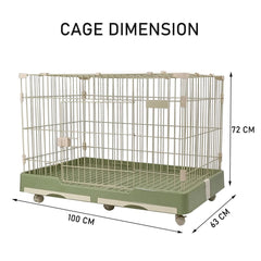 MAJIBAO Dog Cage Indoor - Pet Playpen Cage with Double Door and Drawer Tray, Sturdy Carbon Steel Design for Medium Dogs and Cats, Indoor/Outdoor Use (Green, 100 cm)