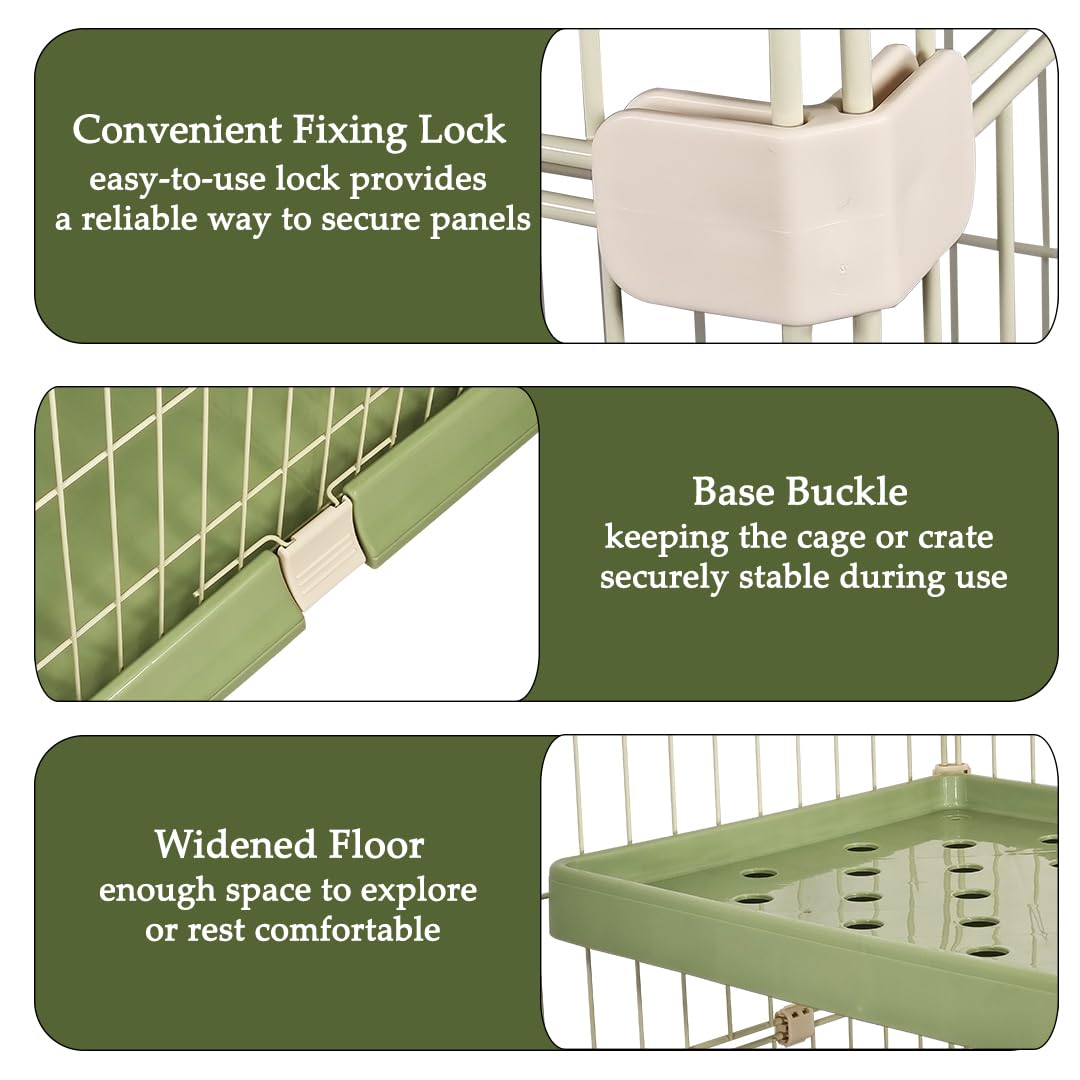 NNC PETS 3-Tier Cat Cage Playpen Kennel with Metal Wire - 162cm Large Cat Crate House - 3-lockable Doors, Wide Platforms, Climbing Ladder & Leak-Proof Base - Easy to Assemble (Green, Large)