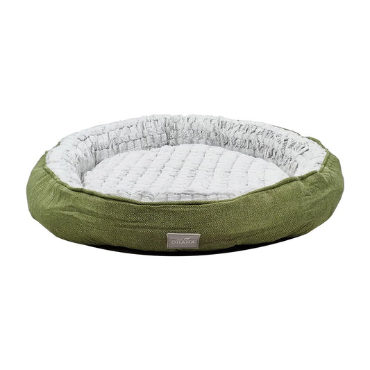 Round dog bed with Soft plush material, Raised edge, and Non-slip bottom, Soft and Comfortable fluffy pet bed for Large-sized dogs, Suitable for Indoor use, 72 cm (Green)