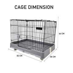 Cat cage with Open-top design, Metal wire, Lockable door, Removable tray, and Universal wheels, Spacious cat cage for Cats and Small dogs, Ideal for Indoor/outdoor use, Easy to assemble 82 cm (Grey)