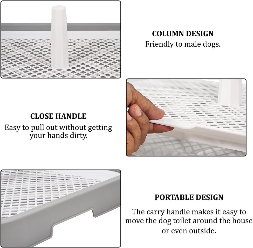 Dog potty training toilet, Portable dog toilet for medium to large dogs, Durable Leak-proof plastic dog tray with Column design and Detachable grid design, Easy to clean 54 cm