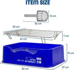 Dog training toilet for small to medium dogs, Detachable dog toilet with Shovel, Stainless steel grid, and Anti-slip pads, Suitable for indoor & outdoor, Leak-proof dog tray 52 cm