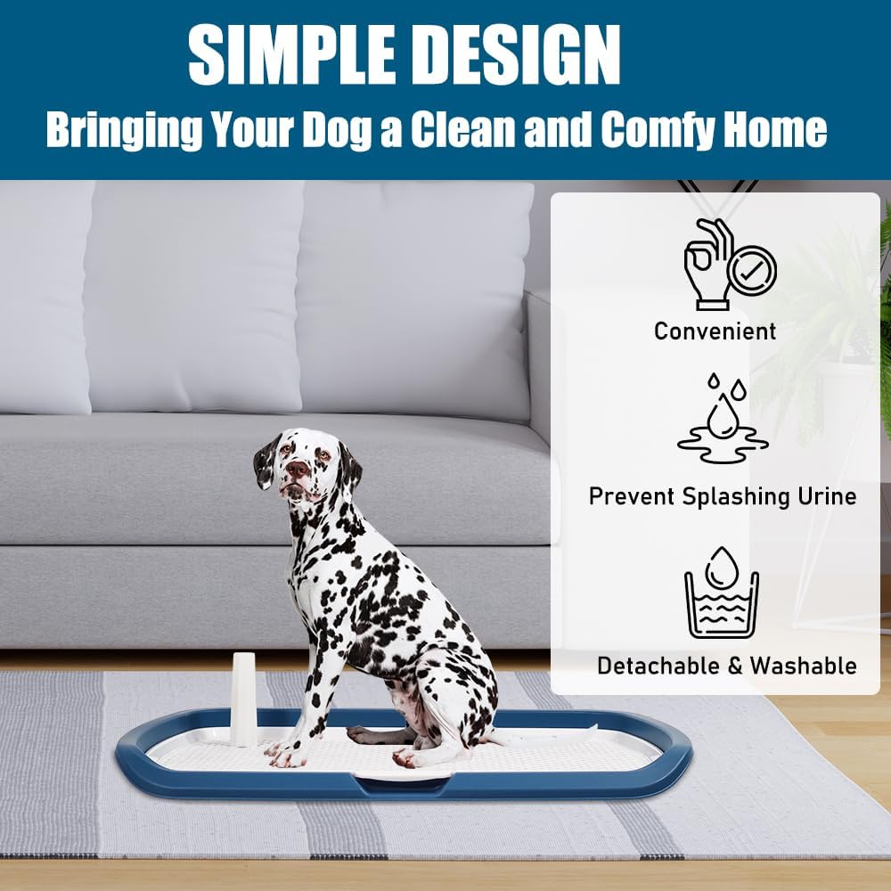 Dog potty training toilet for medium to large dogs, Durable plastic dog training pad holder with Detachable pee post, Carrying handle, and Grid design, Ideal for indoor & outdoor 66 cm