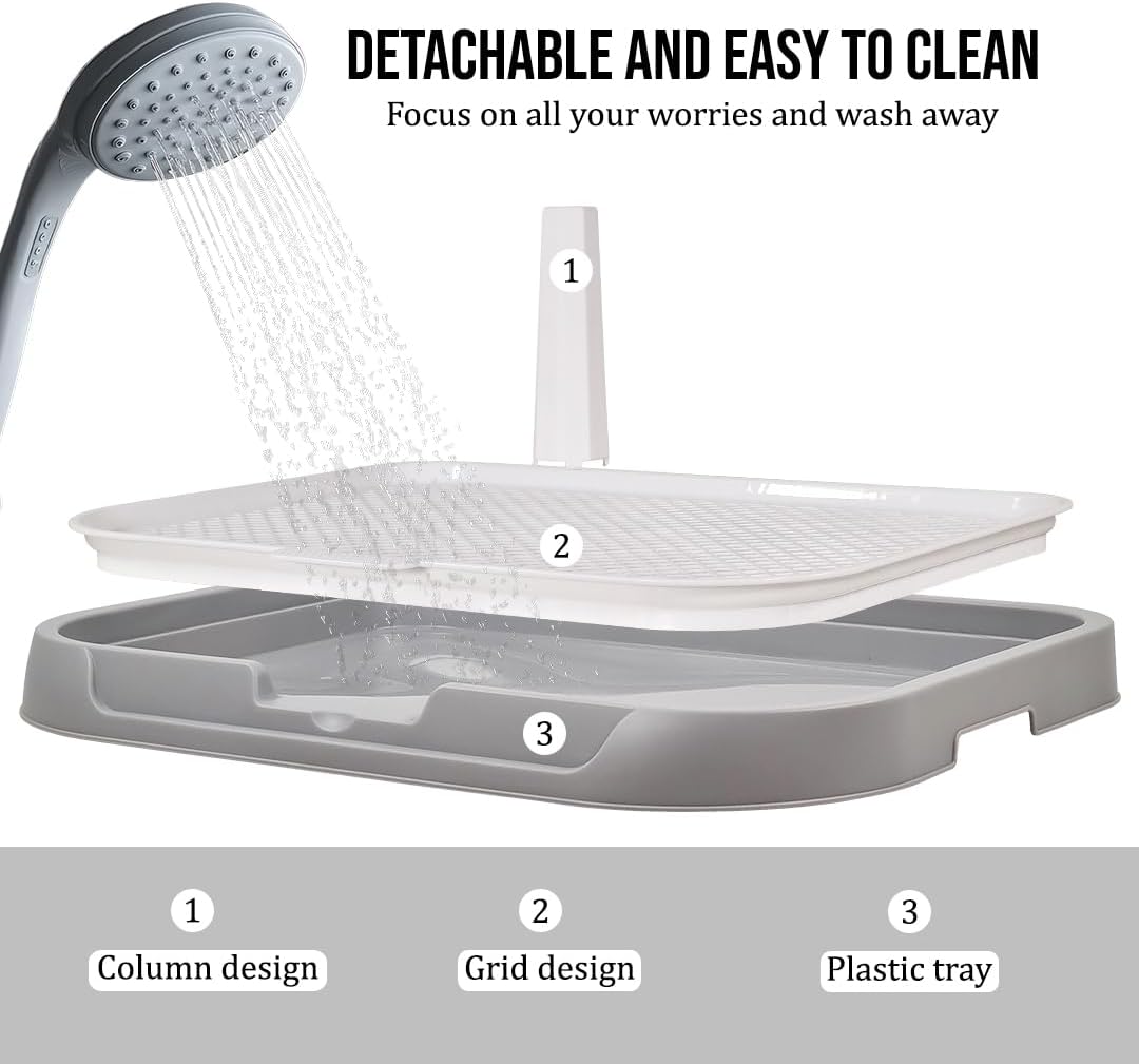Dog potty training toilet, Portable dog toilet for medium to large dogs, Durable Leak-proof plastic dog tray with Column design and Detachable grid design, Easy to clean 54 cm