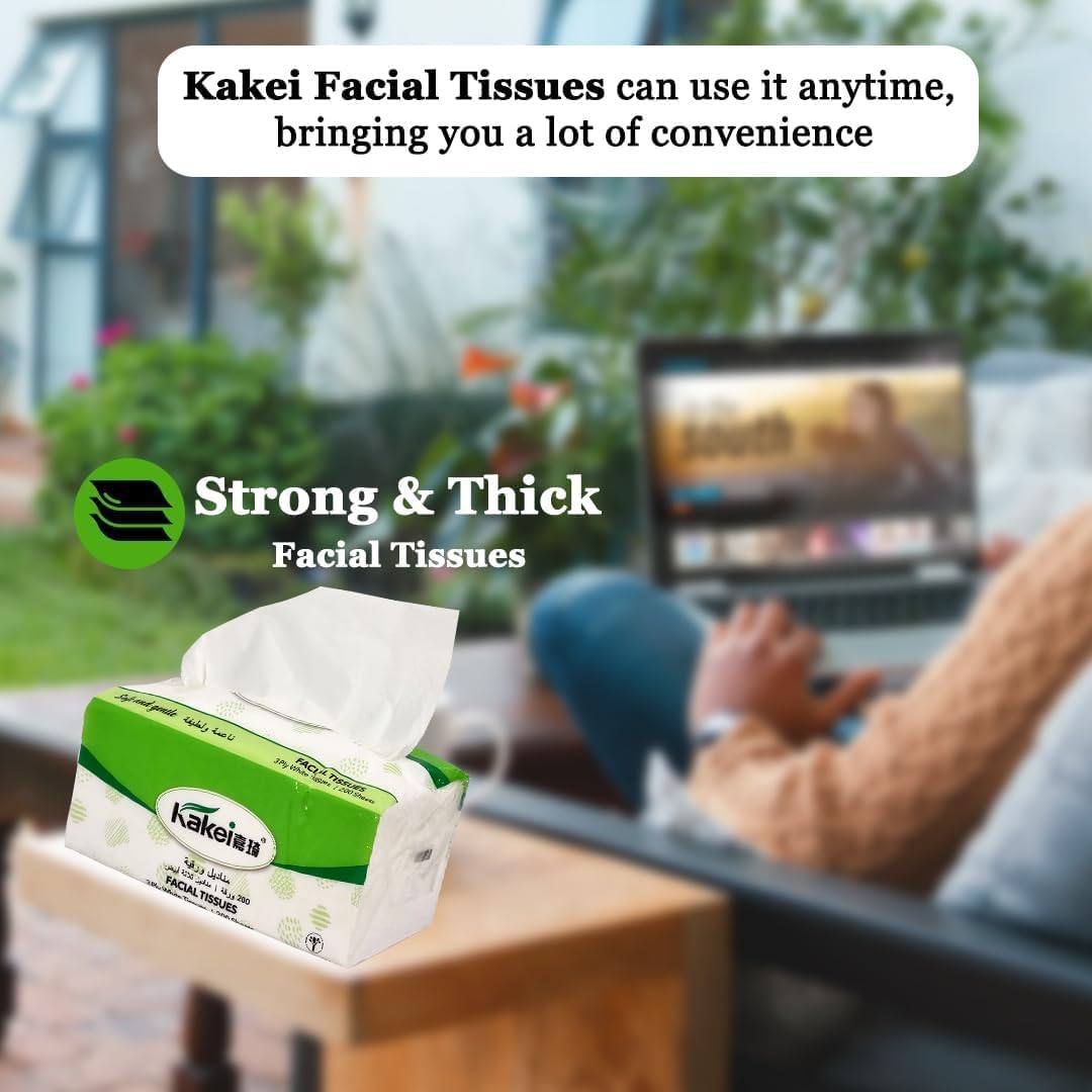 5Pcs Tissue paper with 3ply, Natural wood pulp, and Eco-friendly material, Durable absorbent facial tissue for Home, Travel, Restaurant, and Office, Soft & strong for Wet/Dry use, 200 sheets (White)