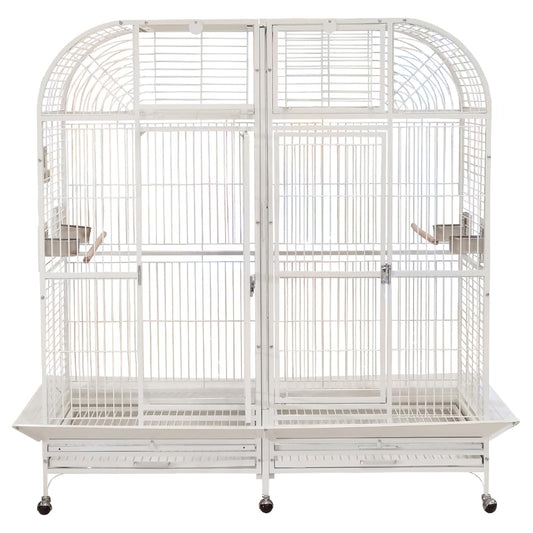 Extra large bird cage for Parrots, Macaws, and Other large birds, Heavy-duty Partition cage with Wooden perches, Feeding cups, Lockable door, Removable tray, and Universal wheels 180 cm (White)