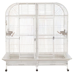 Extra large bird cage for Parrots, Macaws, and Other large birds, Heavy-duty Partition cage with Wooden perches, Feeding cups, Lockable door, Removable tray, and Universal wheels 180 cm (White)