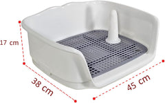 Dog toilet training tray for small to medium dogs, Portable dog potty with Raised fence, Pee post, and Detachable design, Keeps paws dry and floor clean, Easy to clean 47 cm