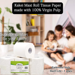 Tissue paper with Virgin pulp and Embossed design, Multi-purpose cleaning wipes, Suitable for Home, Restaurant, Travel, and Hotel bathroom, Dust-free toilet paper, 1 Pack of 6 Rolls 53 cm (White)