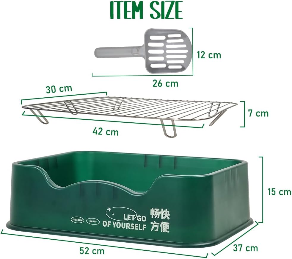 Dog training toilet for small to medium dogs, Detachable dog toilet with Shovel, Stainless steel grid, and Anti-slip pads, Suitable for indoor & outdoor, Leak-proof dog tray 52 cm