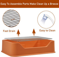 Dog Potty Tray - Dog Toilet for Small to Medium Dogs | Pet Plastic Puppy Training Seat with Splash Proof Design, Stainless Steel Grid & Detachable Pee Post | Indoor & Outdoo