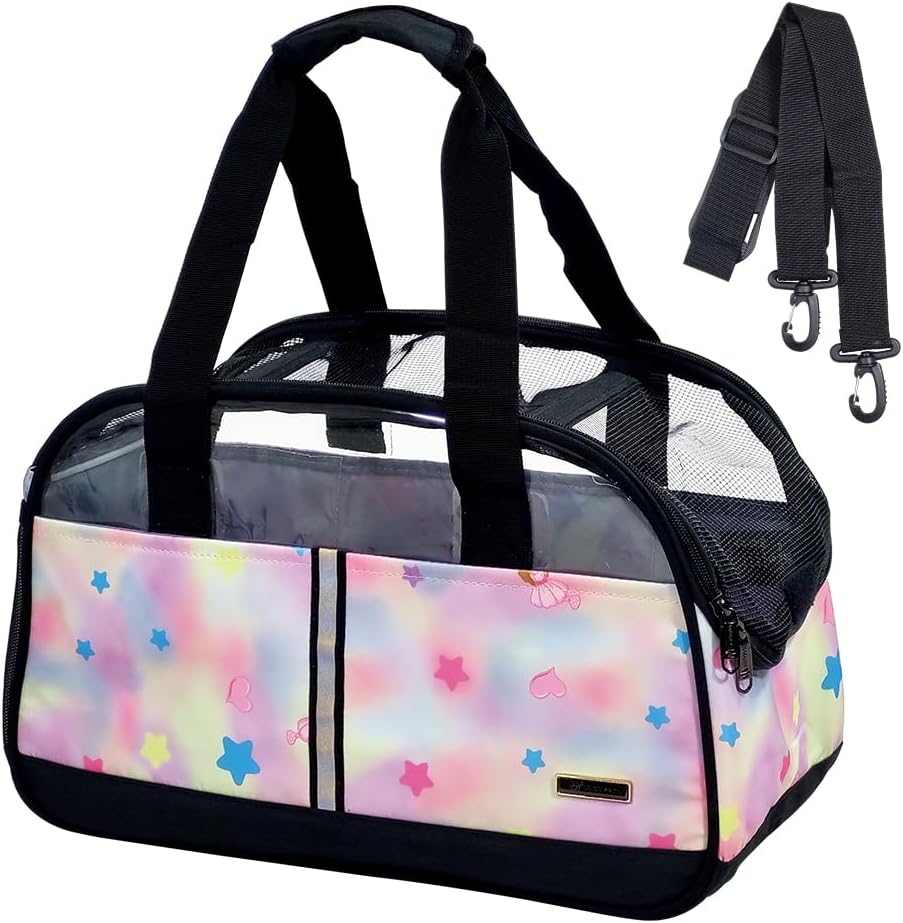 Pet Carrier Bag for Cat & Dogs - Cat Carrier Bag with Top Sided Open - Cat Travel Bag - Handle & Breathable Mesh, Soft-Sided with Shoulder Strap - Comfortable Mat & Durable (Pink, 42cm)