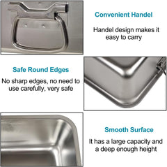 Stainless steel cat litter box with Carrying handle, Smooth edges, and Litter scoop, Rust & Stain resistant cat toilet for Large cats, Ideal for indoor/outdoor use, Easy to clean