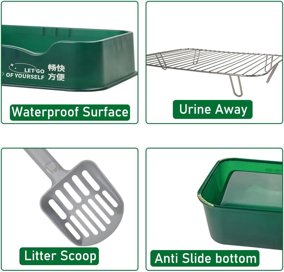 Dog training toilet for small to medium dogs, Detachable dog toilet with Shovel, Stainless steel grid, and Anti-slip pads, Suitable for indoor & outdoor, Leak-proof dog tray 52 cm