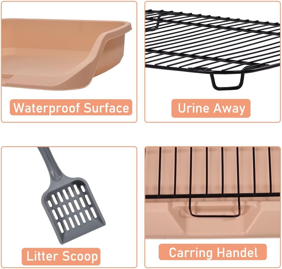 Dog toilet for small to medium dogs, Durable pet potty training tray with Raised design, shovel, and Detachable stainless steel grid, Ideal for indoor & outdoor, Easy to clean 53 cm