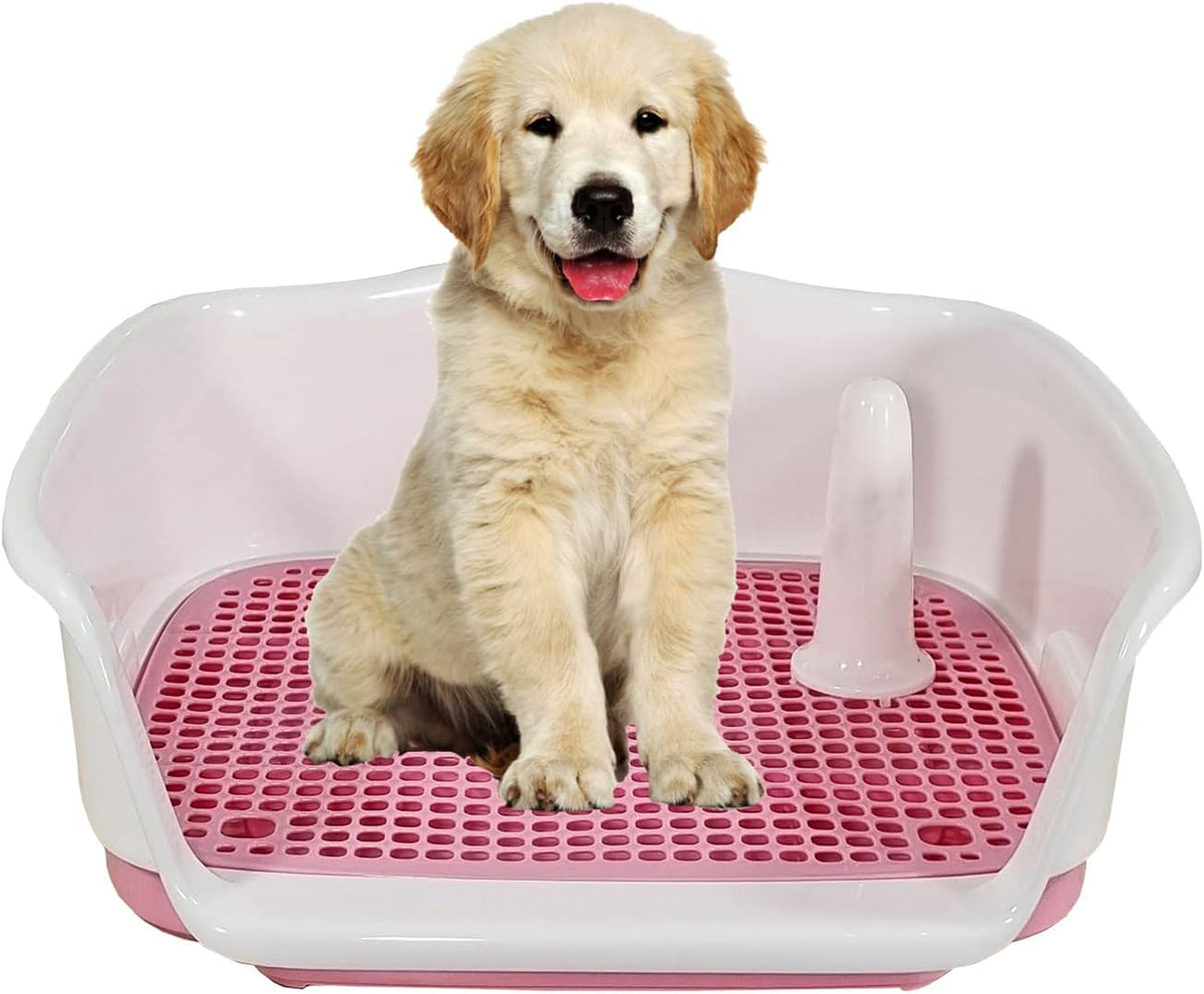 Dog toilet training tray for small to medium dogs, Portable dog potty with Raised fence, Pee post, and Detachable design, Keeps paws dry and floor clean, Easy to clean 47 cm
