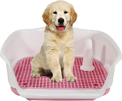 Dog toilet training tray for small to medium dogs, Portable dog potty with Raised fence, Pee post, and Detachable design, Keeps paws dry and floor clean, Easy to clean 47 cm
