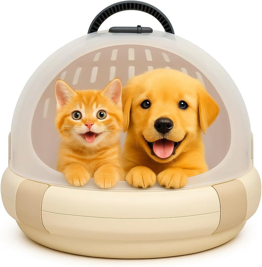 Cat Carrier | Spacious Pet Carrier for Dog & Cats with Safety lock, Handle & Ventilation Holes | Cat Travel Carrier for Outdoor Use with Transparent Design | Easy to Clean