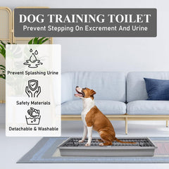 Pet potty training toilet, Sturdy leak-proof dog training tray with Stainless steel grid and Litter scoop, Ideal for medium to large breeds, Keeps paws dry and floors clean 65 cm