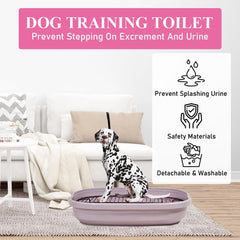 Dog training tray, Splash-proof dog toilet with Stainless steel grid, Raised design, and Litter scoop, Durable plastic dog tray for small to medium dogs, Keep paws dry & Floor clean 47 cm