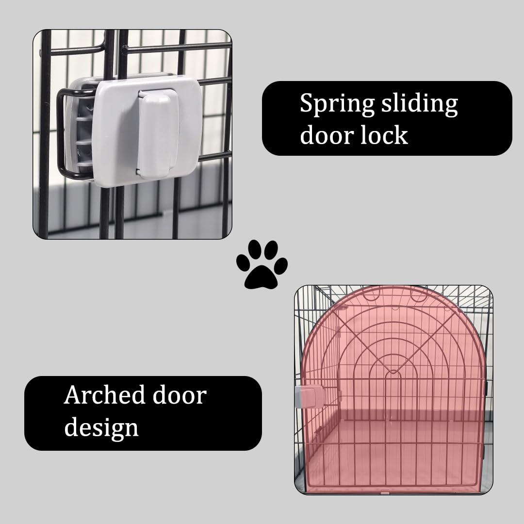Cat Cage | Metal Wire Pet Cage for Cats & Small Dogs, Single-layer Cat Cage with Splash-proof base and Spring door lock, Ideal for Indoor/Outdoor Use, Easy to Aassemble (Grey, 84cm)