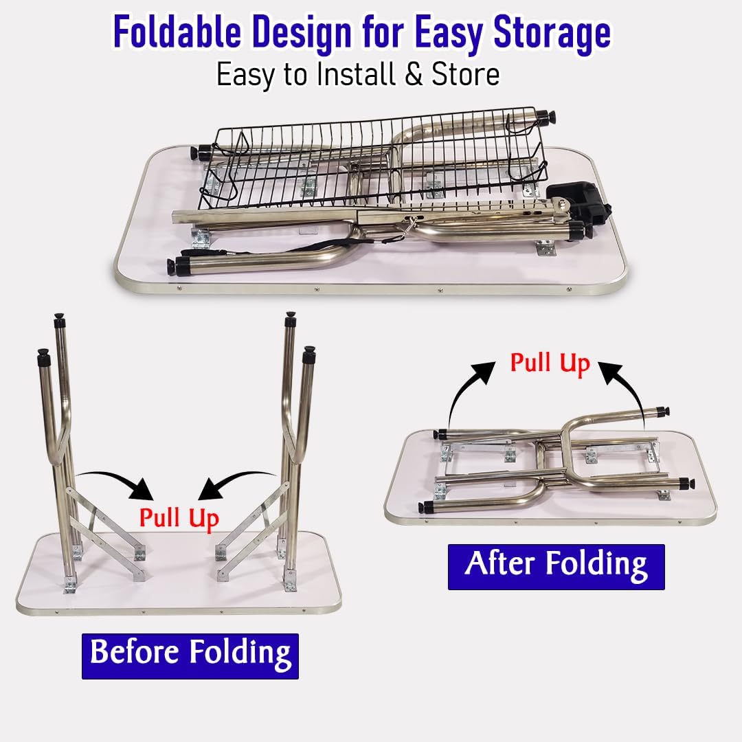 Foldable Pet Grooming Table with Non-slip surface, Folding crossbeams, and Portable, Beauty station for small to medium pet, Space saving design, Storage Basket, Adjustable Arm & Noose, 145 cm (Blue)