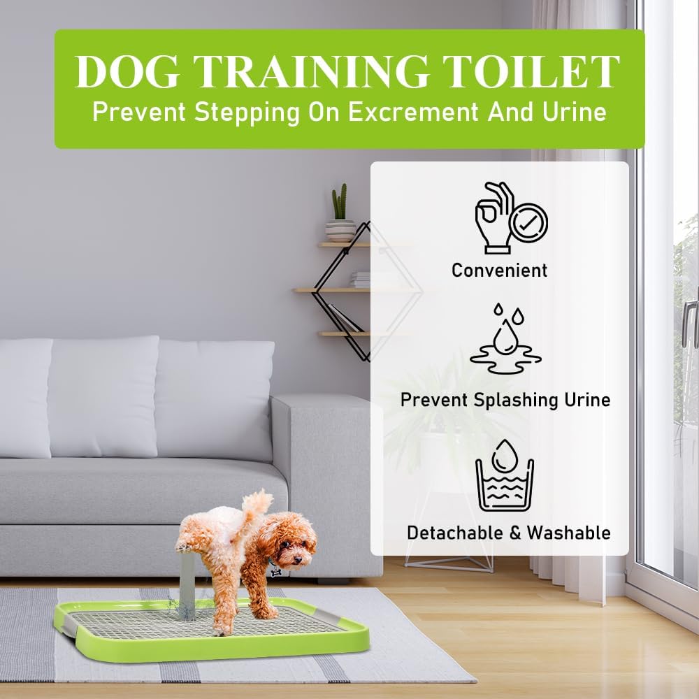 Pet training dog toilet, Durable plastic pee pad holder with Detachable pee post, Grid design, and Non-slip bottom, Suitable for small to medium dogs, Ideal for both indoor and outdoor 51 cm