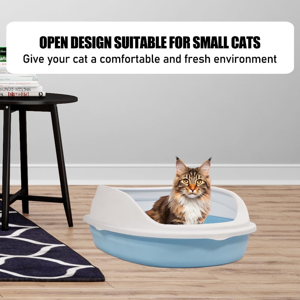 Cat litter box with Durable plastic, Splash-proof design, Detachable design, and Litter scoop, Semi-enclosed cat toilet for small cats, Ideal for indoor/outdoor use, Easy to clean 38 cm