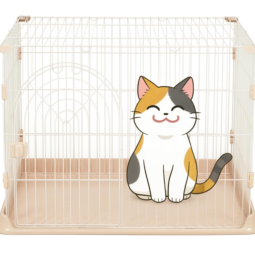 NNC PETS Cat Cage Indoor | Pet Playpen Cat Crate | Metal Wire Single-layer Cat House with Splash-Proof Base & Spring Door Lock | Ideal for Indoor/Outdoor Use | Easy to Assemble (Pink, 100cm)