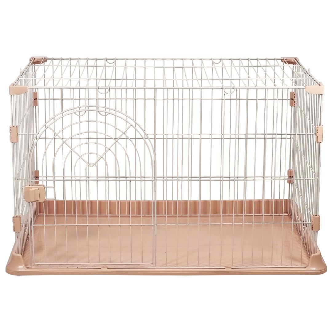 NNC PETS Cat Cage Indoor | Pet Playpen Cat Crate | Metal Wire Single-layer Cat House with Splash-Proof Base & Spring Door Lock | Ideal for Indoor/Outdoor Use | Easy to Assemble (Pink, 100cm)