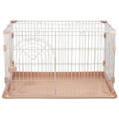 NNC PETS Cat Cage Indoor | Pet Playpen Cat Crate | Metal Wire Single-layer Cat House with Splash-Proof Base & Spring Door Lock | Ideal for Indoor/Outdoor Use | Easy to Assemble (Pink, 100cm)