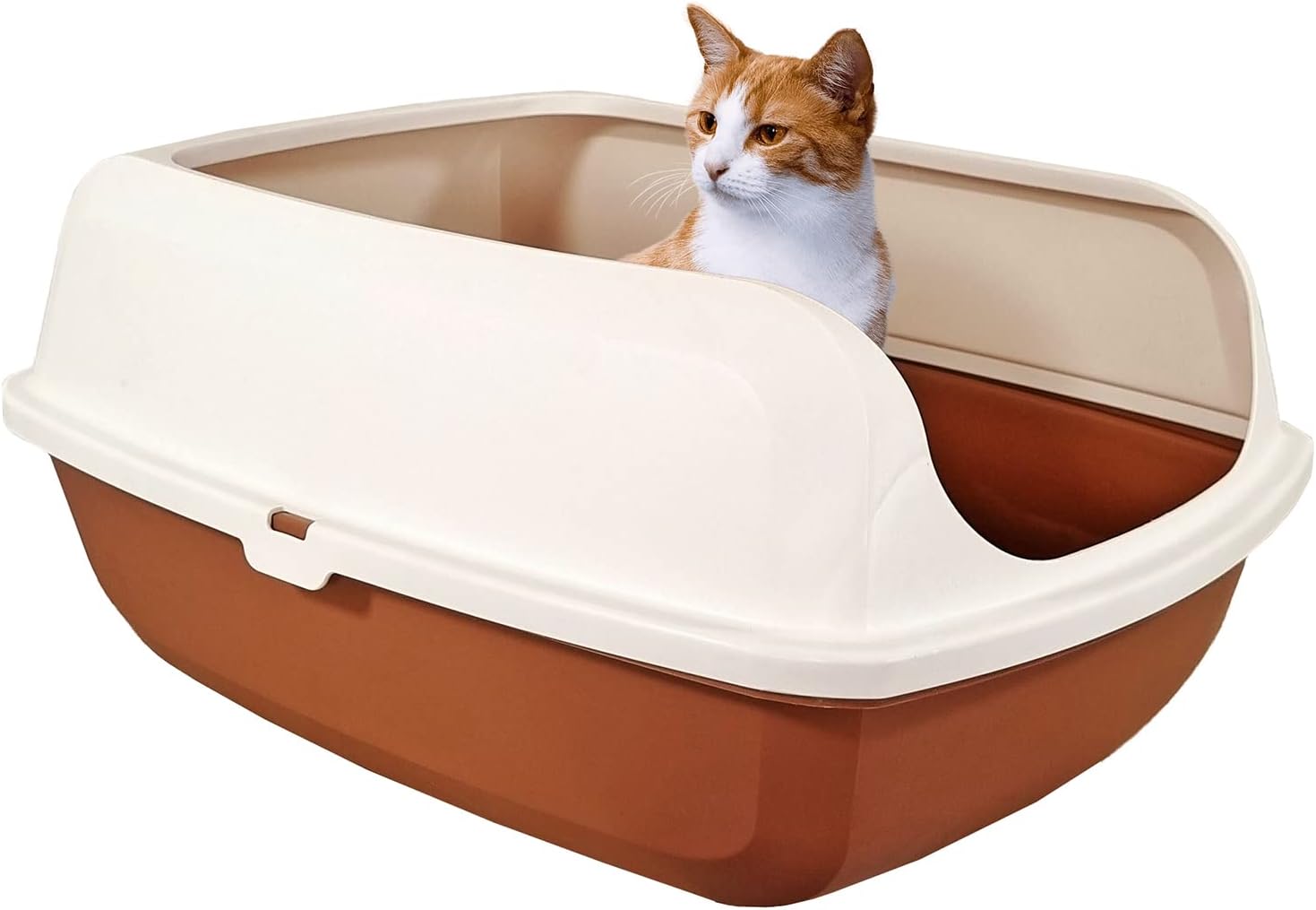 Semi-enclosed cat litter box with Detachable design, Raised edges, and Litter scoop, Durable plastic cat toilet for medium to large cats, Suitable for indoor/outdoor use, Easy to clean 54 cm