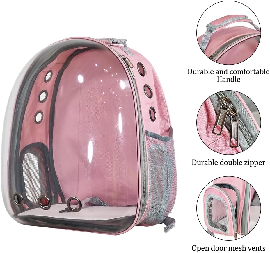 Pet backpack, Transparent breathable portable carrying bag, Airline-approved for cats and small dogs, Pet carrier designed for Travel, Hiking, and shopping outdoor