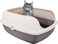 Semi-enclosed cat litter box with Detachable design, Raised edges, and Litter scoop, Durable plastic cat toilet for medium to large cats, Suitable for indoor/outdoor use, Easy to clean 54 cm