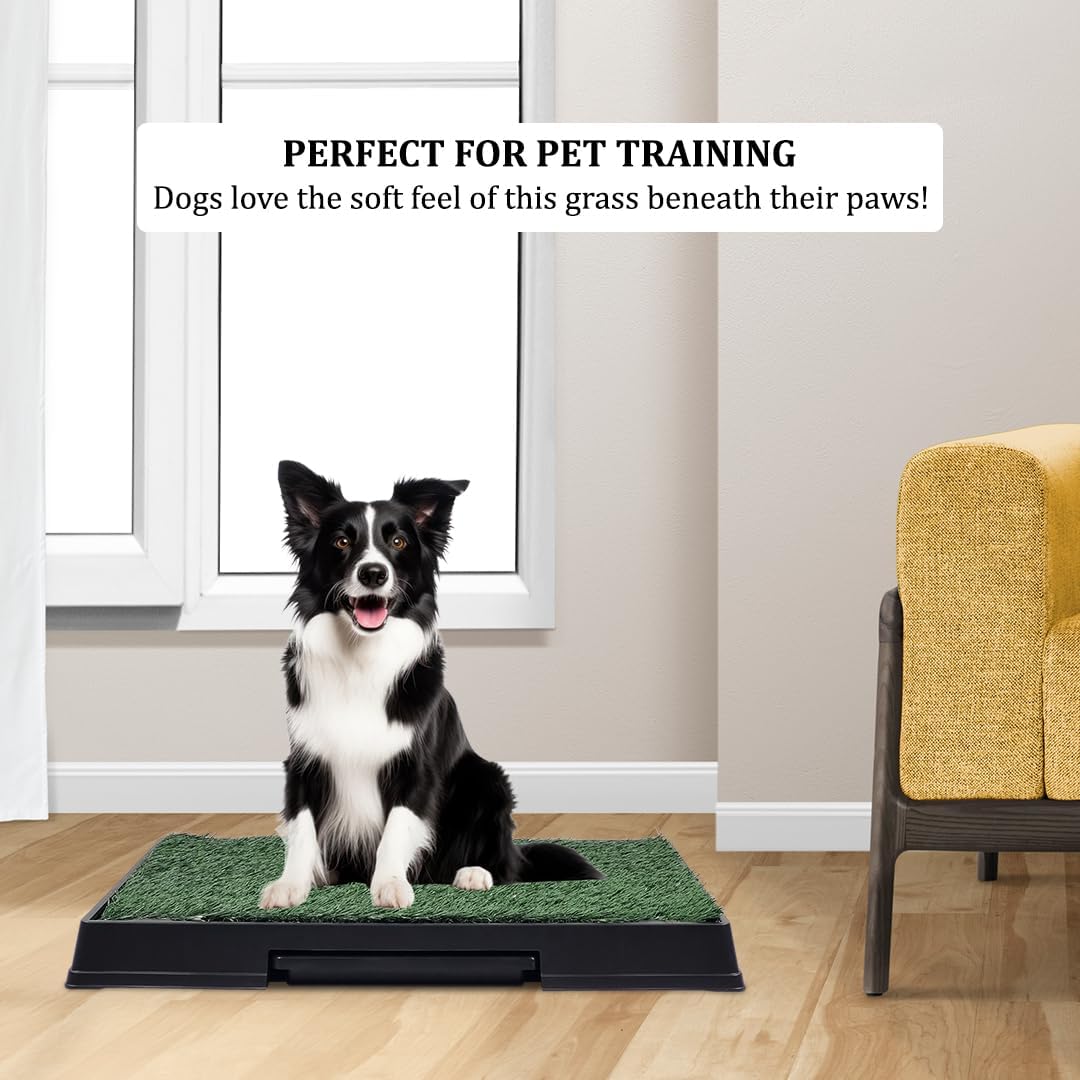 Artificial grass mat dog toilet for Medium to Large Dogs, Dog potty training tray with Pee isolation wall, Detachable design, and Removable tray, Ideal for Indoor/Outdoor use