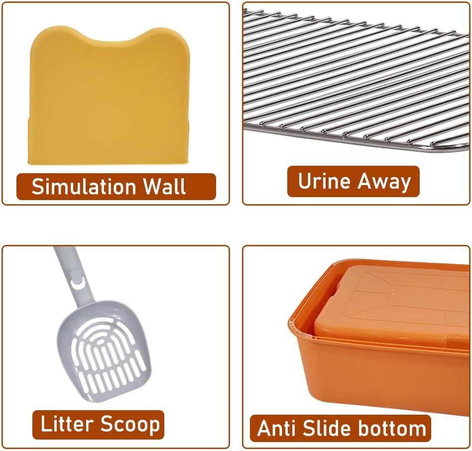 Dog Potty Tray - Dog Toilet for Small to Medium Dogs | Pet Plastic Puppy Training Seat with Splash Proof Design, Stainless Steel Grid & Detachable Pee Post | Indoor & Outdoo