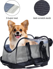 Cat Carrier Bag with Open Top Cover - Pet Travel Carrier with Carry Handle, Adjustable Shoulder Strap, Pockets & Safety Inside Leash - Breathable Mesh - Ideal for Dogs & Cats (Grey, 50cm)