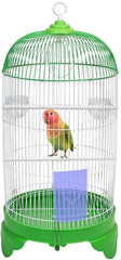 Round Bird Cage with Plastic Base, Metal Wire, Feeding Bowls, Swing, and Perches, 73 cm Travel Portable Cage for Parakeets, Canaries, and Small Birds, Indoor Outdoor Use, Convenient hook (GREEN)