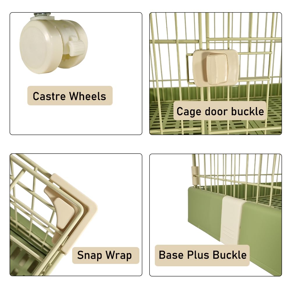 NNC PETS 3-Tier Cat Cage Indoor - Large Metal Cat Crate Kennel with 3 Lockable Doors - Cozy Hammock & Wide Platforms - Climbing Ladder, Drawer Tray & Universal Wheels, 146cm(Green, Large)